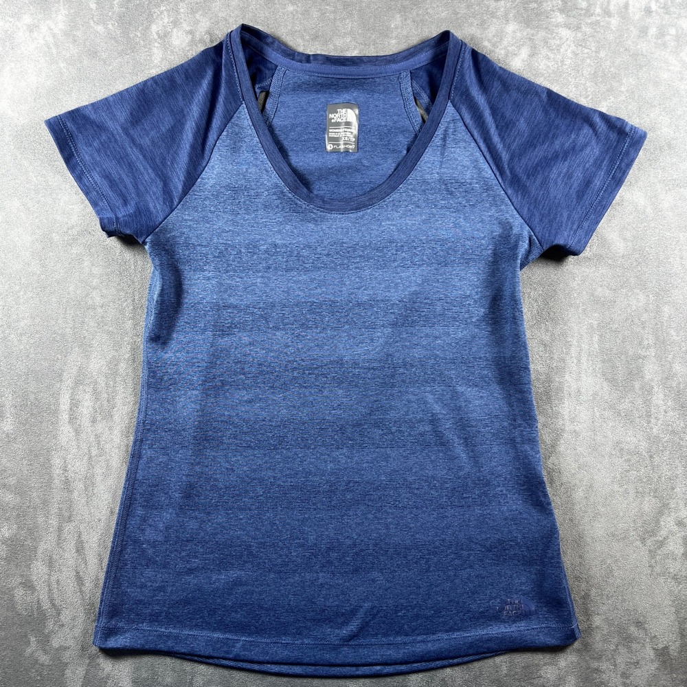 The North Face Womens XS Blue FlashDry Heathered Performance T-Shirt NFOA2UNLHGS